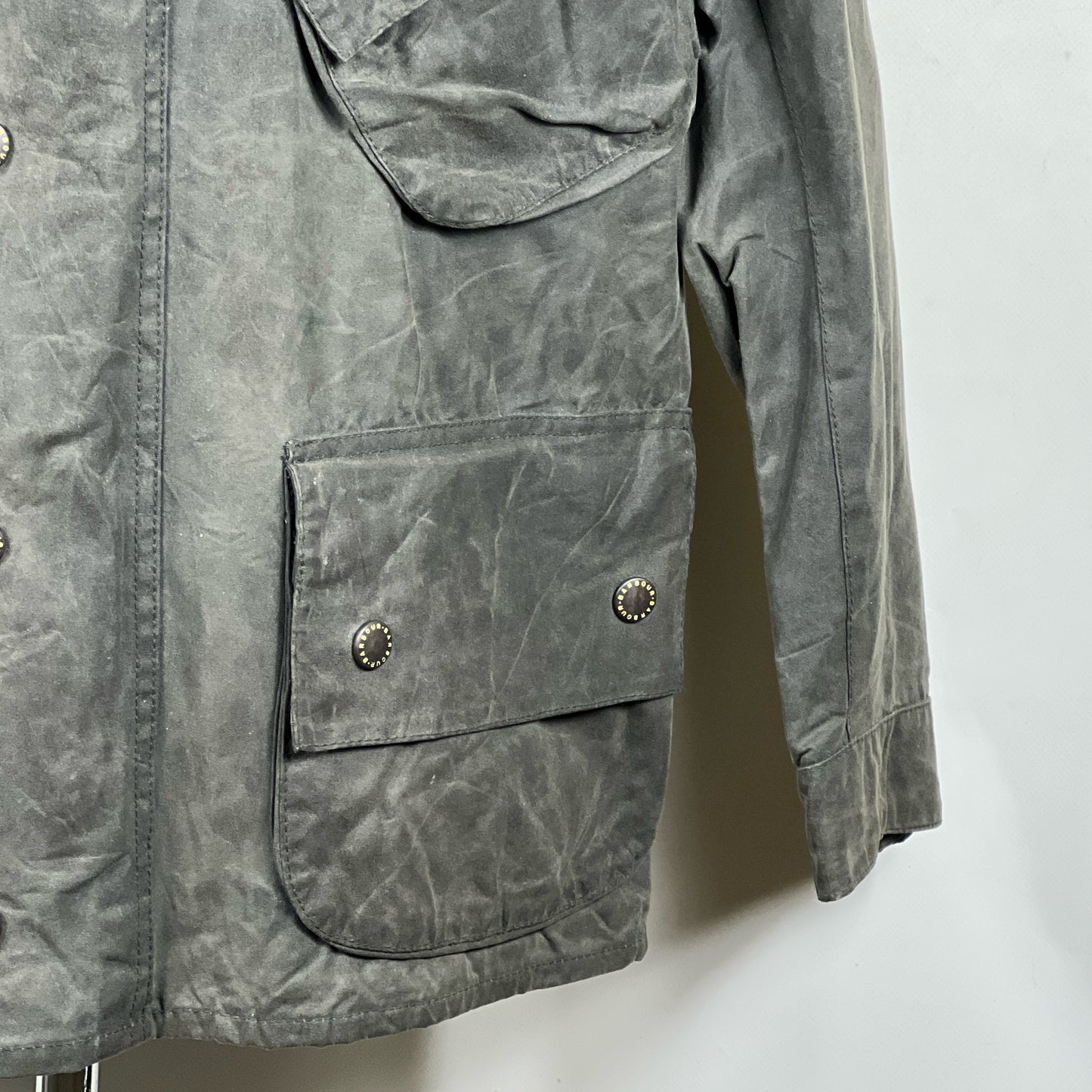 RARA Barbour International Grigio Black Streak Large - Man Waxed Charcoal Motorcycle jacket L