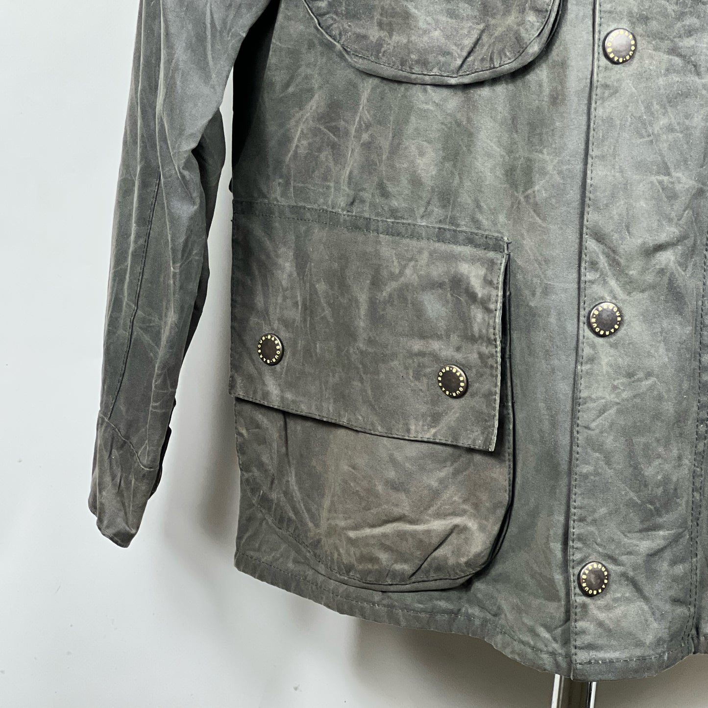 RARA Barbour International Grigio Black Streak Large - Man Waxed Charcoal Motorcycle jacket L