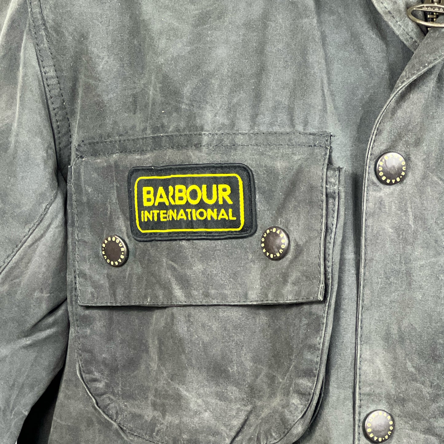 RARA Barbour International Grigio Black Streak Large - Man Waxed Charcoal Motorcycle jacket L