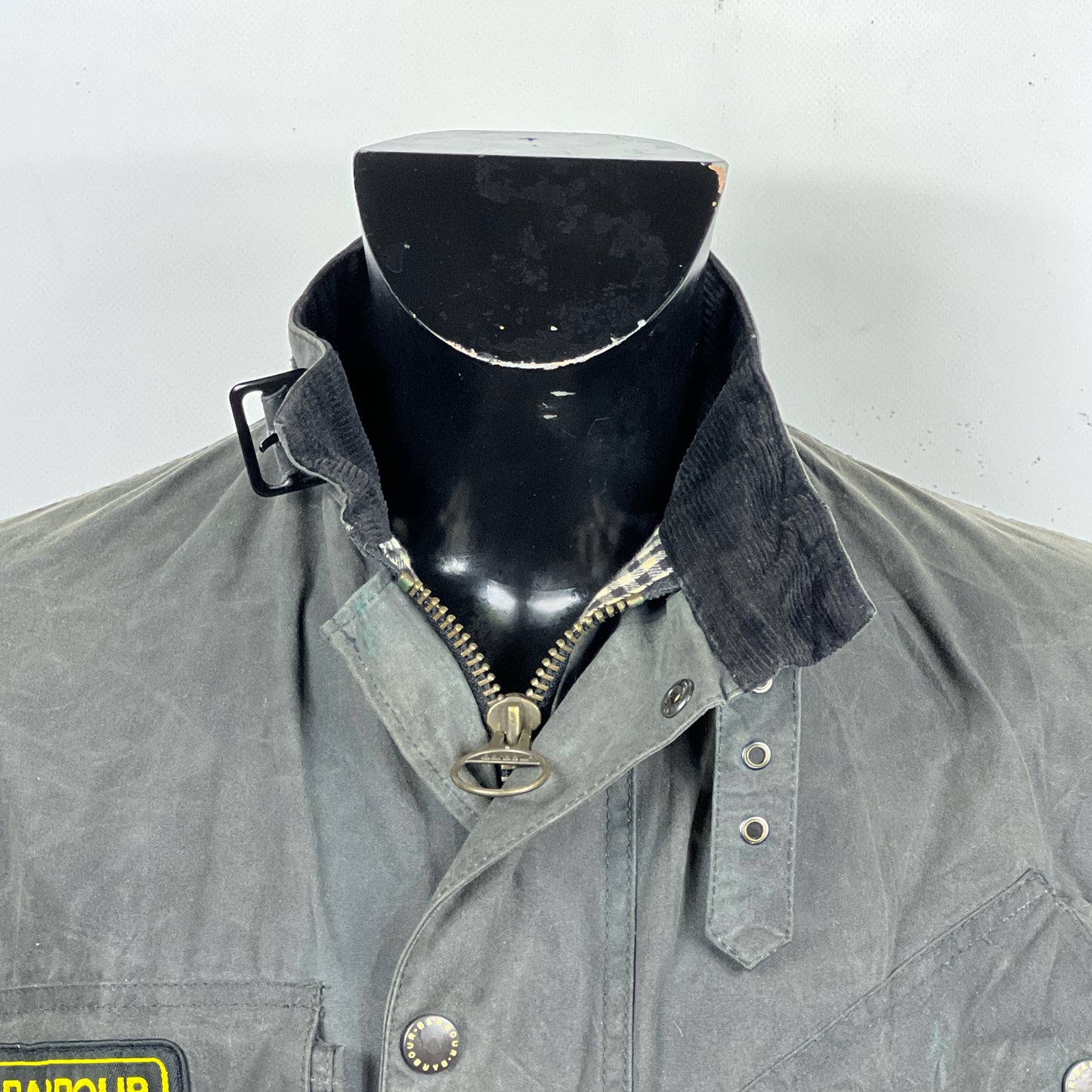 RARA Barbour International Grigio Black Streak Large - Man Waxed Charcoal Motorcycle jacket L