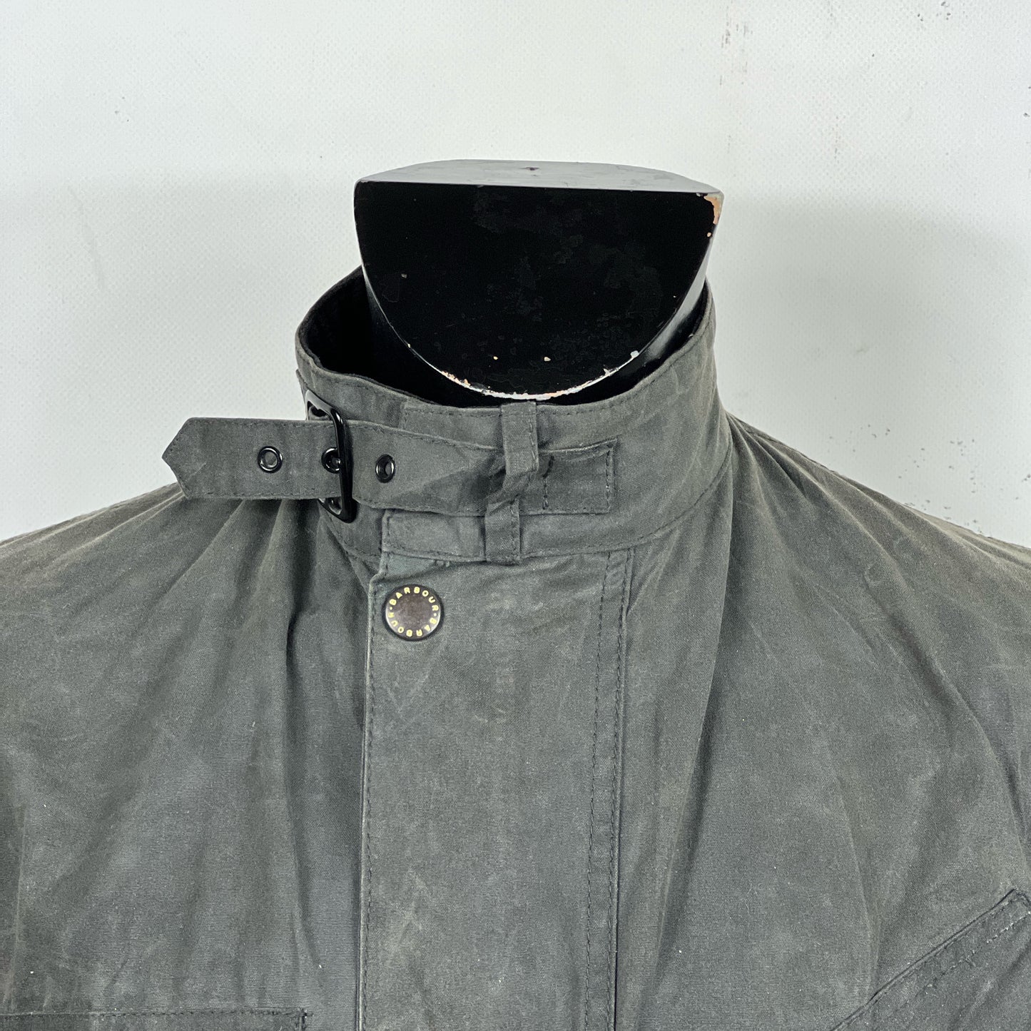 RARA Barbour International Grigio Black Streak Large - Man Waxed Charcoal Motorcycle jacket L