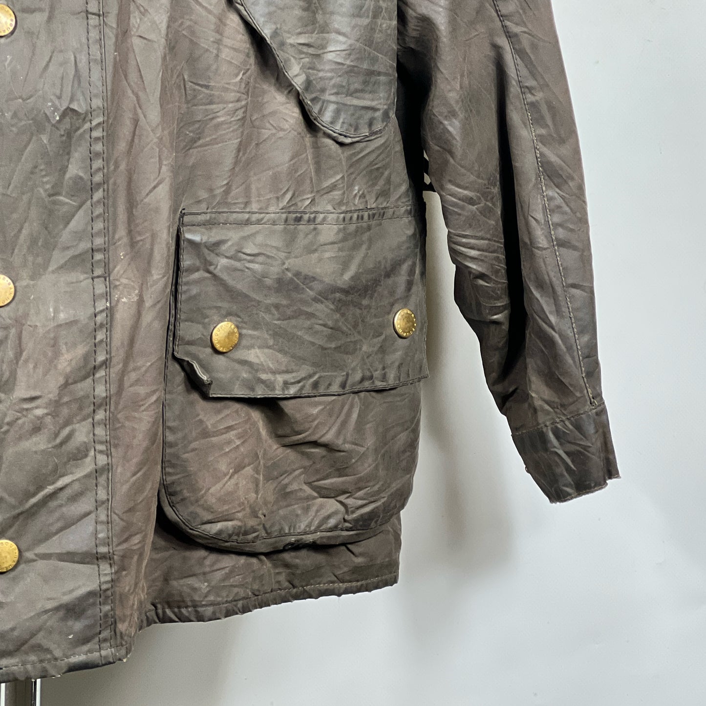 RARE Barbour Giacca Uomo Vintage Beacon Nero L C42/107 cm Black Wax Beacon Jacket