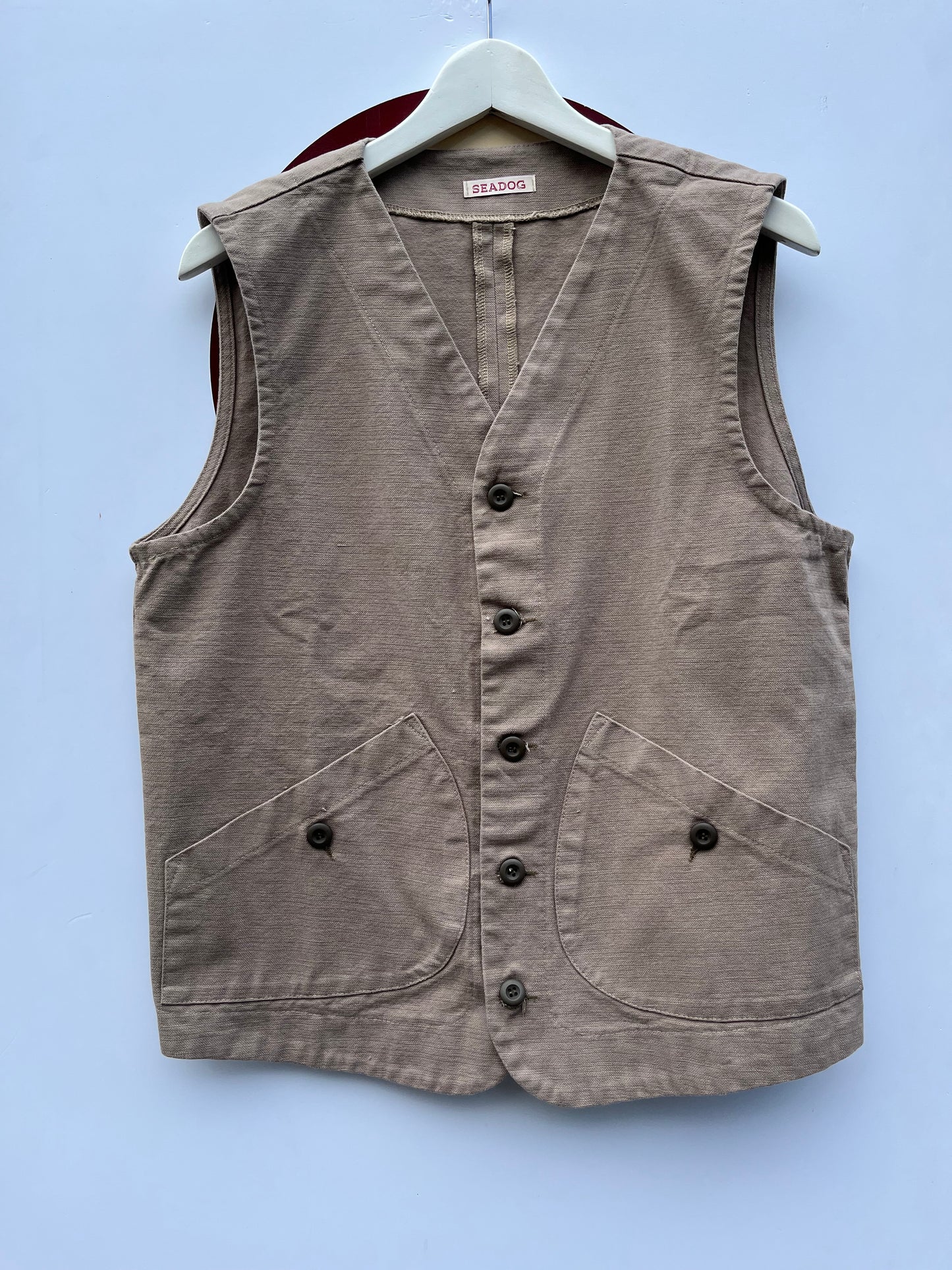 Gilet in cotone a V colore corda by Seadog 1990
