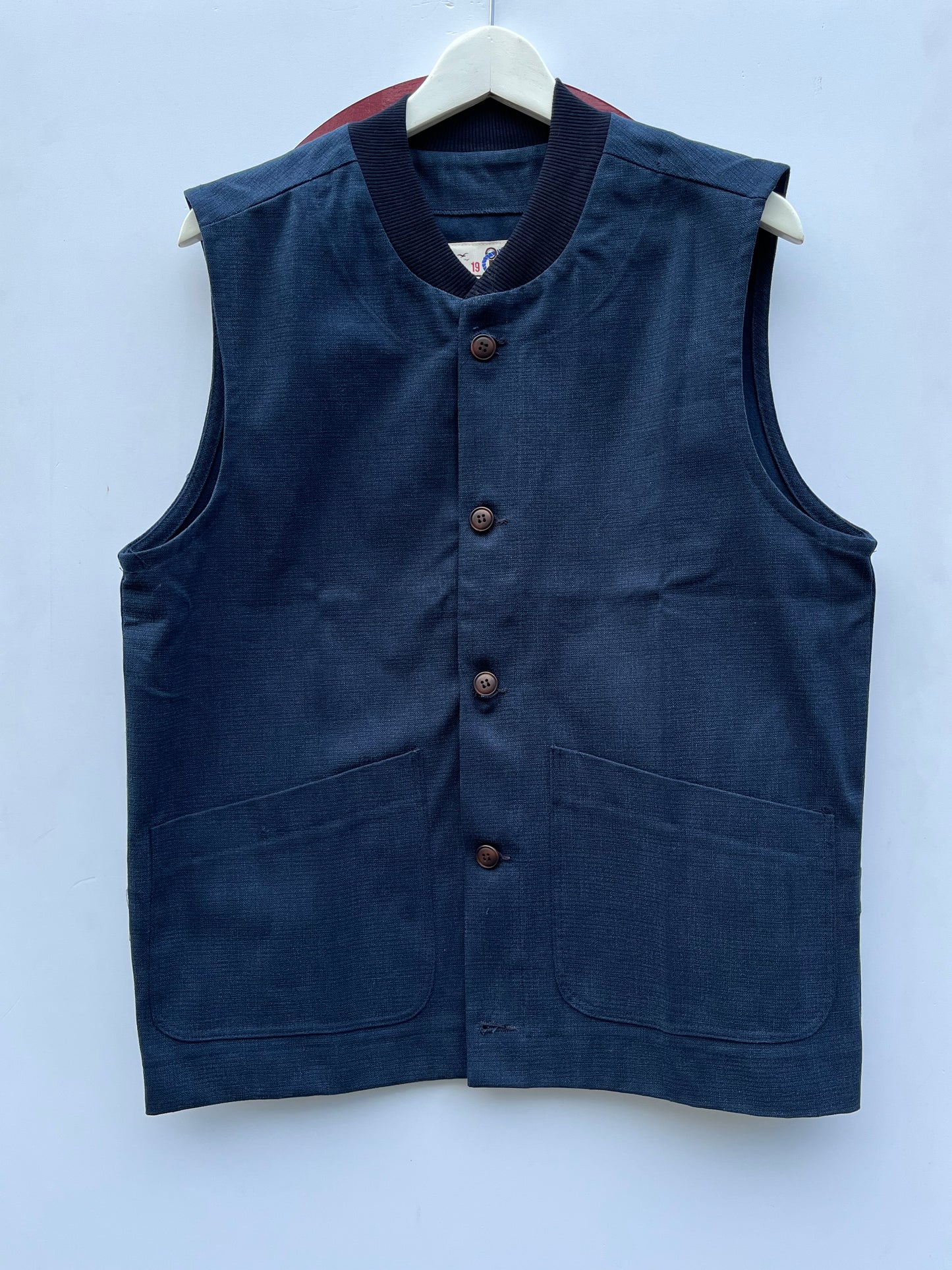 Gilet in cotone a girocollo colore blu notte by Seadog 1990