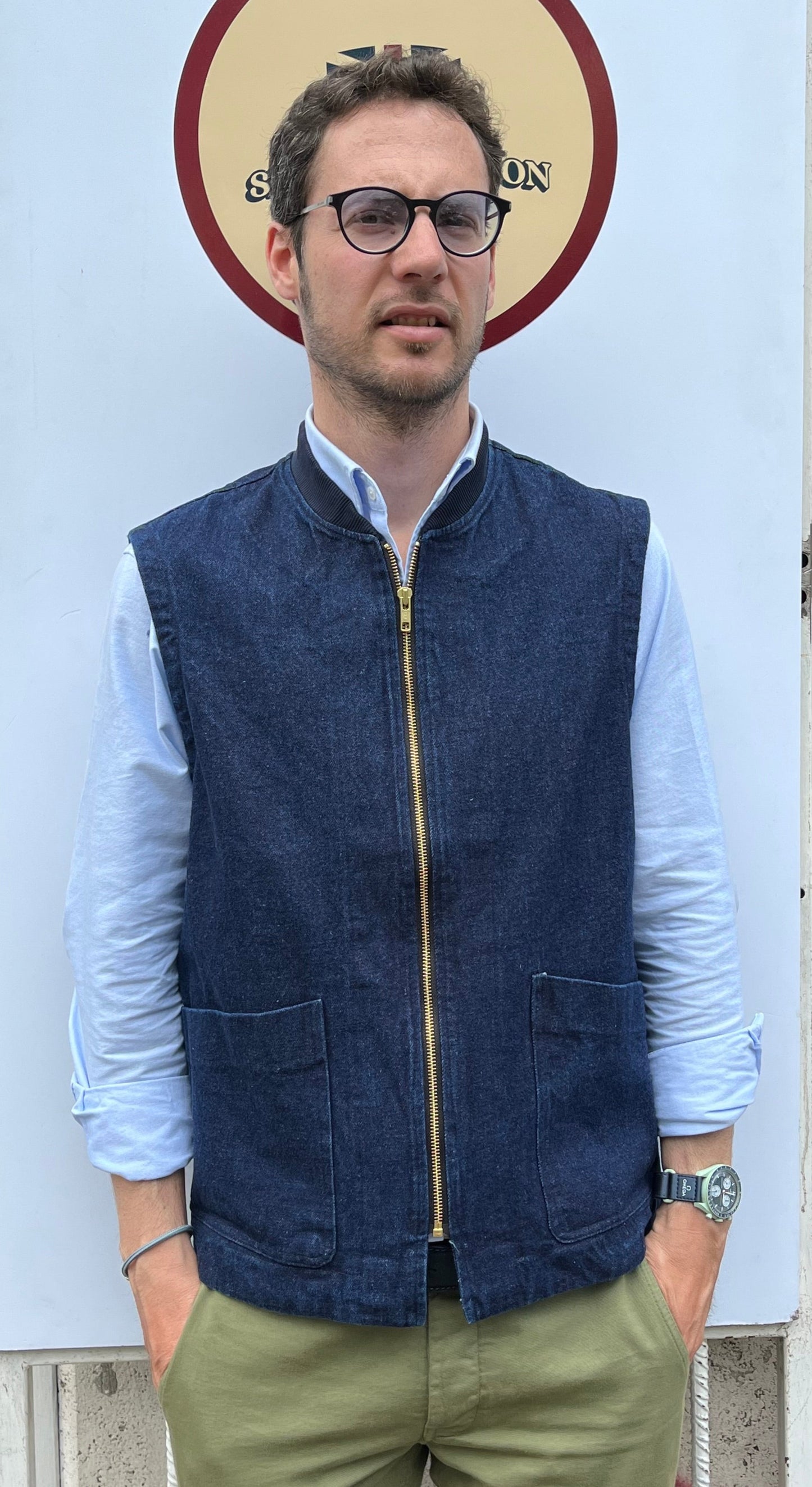 Gilet in tessuto denim colore jeans by Seadog 1990