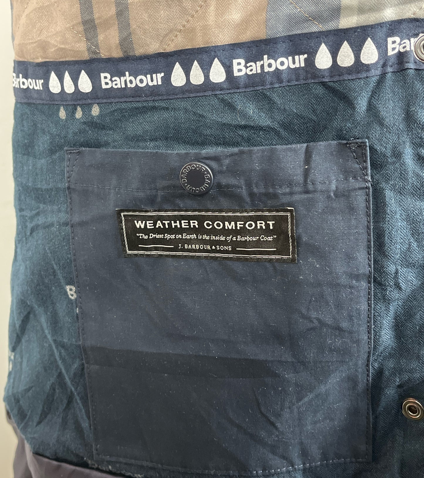 Giacca Barbour da donna blu con cappuccio Uk8 Xsmall- Navy waterproof jacket UK8