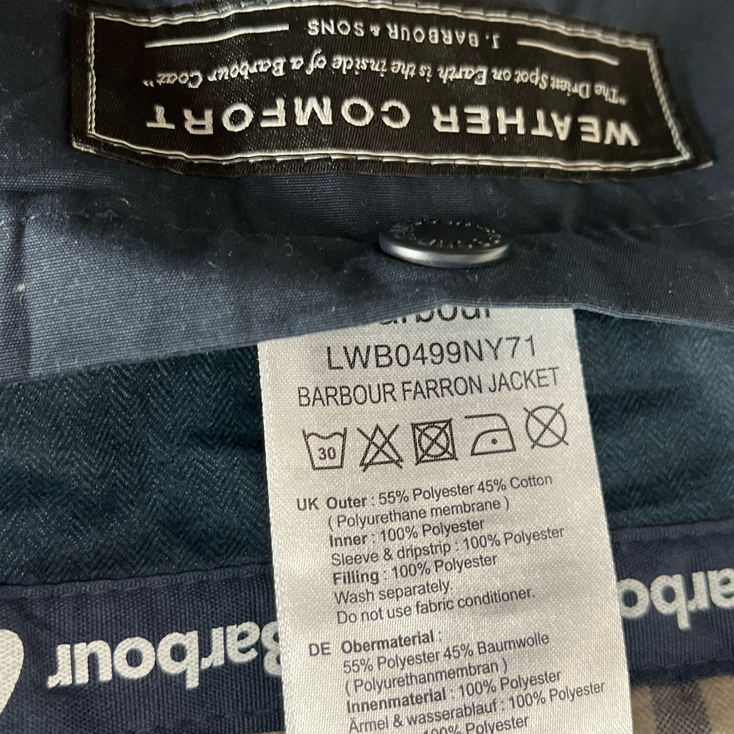 Giacca Barbour da donna blu con cappuccio Uk8 Xsmall- Navy waterproof jacket UK8