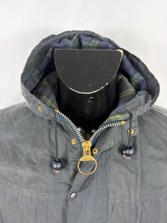 Barbour Durham blu cerato con cappuccio C36/91 cm Navy Hooded waxed Vintage Durham Small