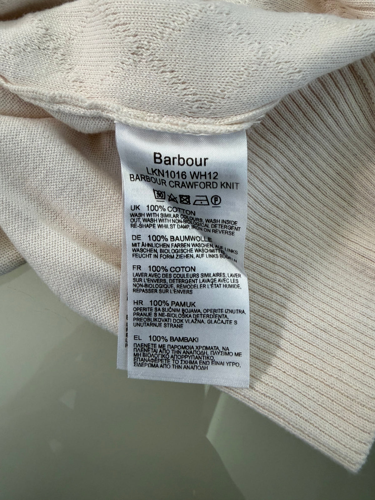 Maglione Barbour da donna in cotone bianco uk14 - Lady White Cotton jumper Size uk14