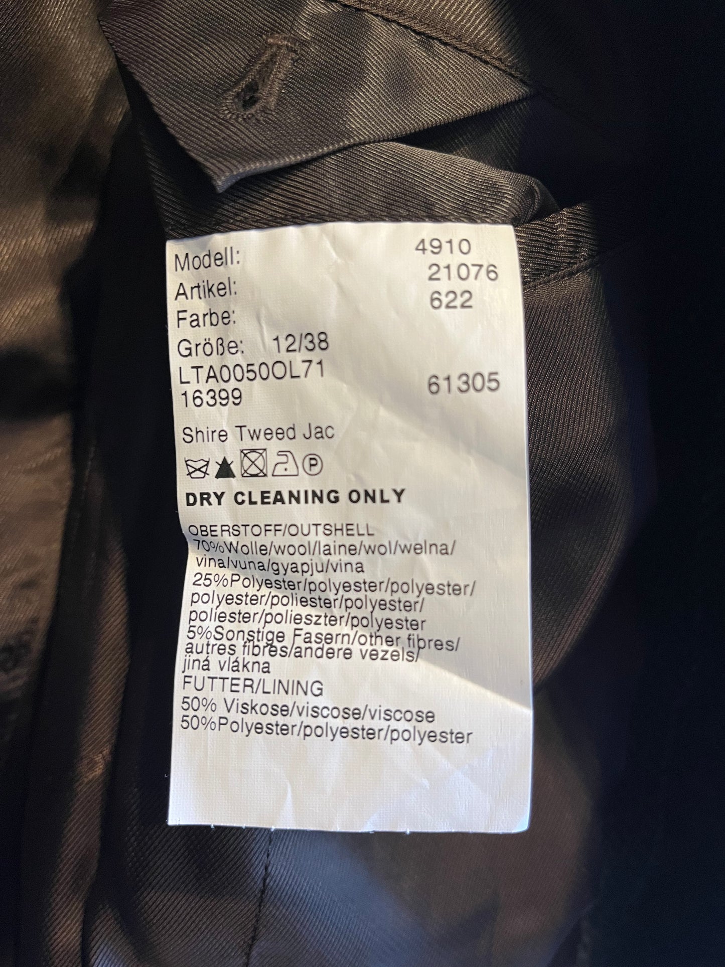 Giacca Barbour Donna verde Tweed Uk12 Medium Tweed Lady Jacket Size UK12