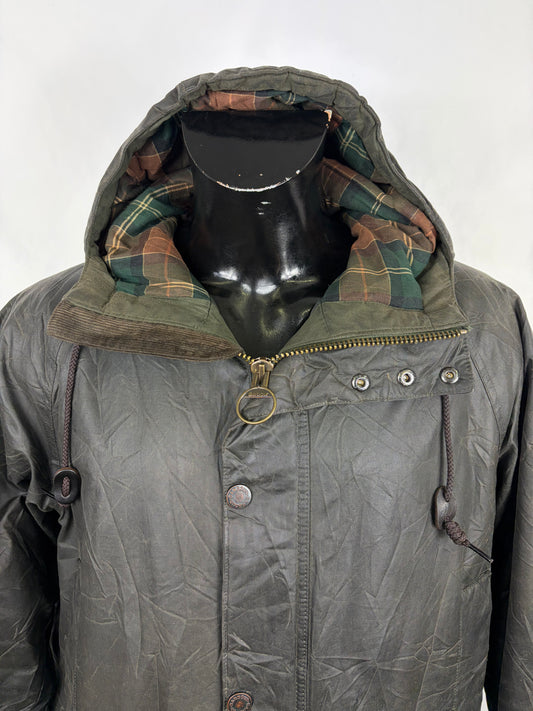 Parka Barbour verde invernale con cappuccio Medium- Man Wax Olive parka groove jacket size Medium