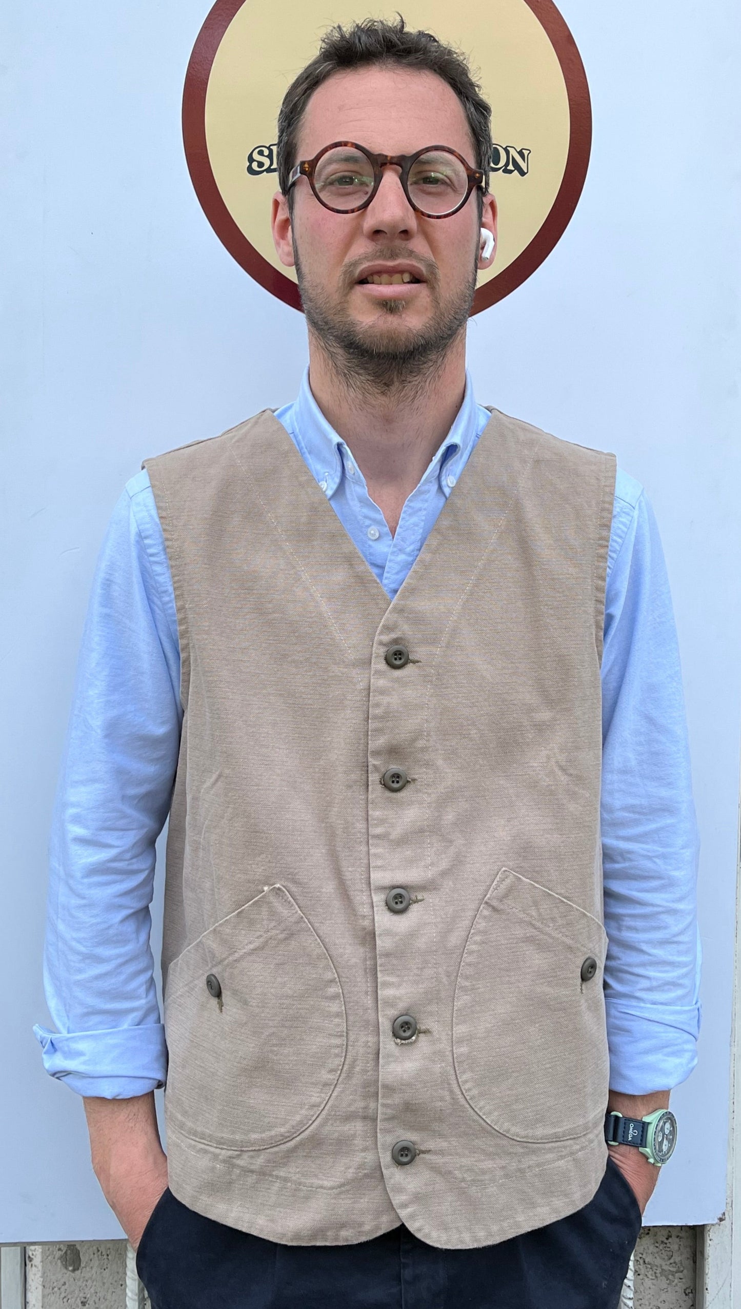Gilet in cotone a V colore corda by Seadog 1990