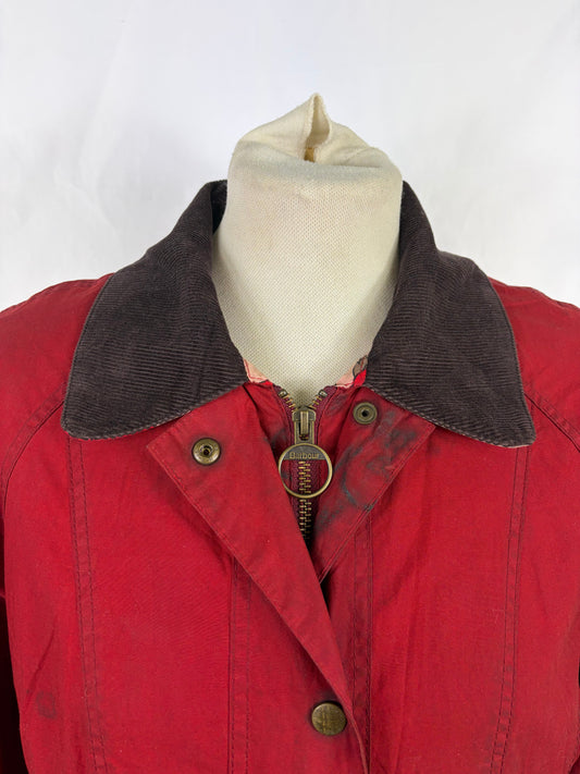 Giacca Barbour Print Beadnell rosso UK10 Small- Red Print Beadnell Lady Jacket UK10 tg 40 - Shop In London
