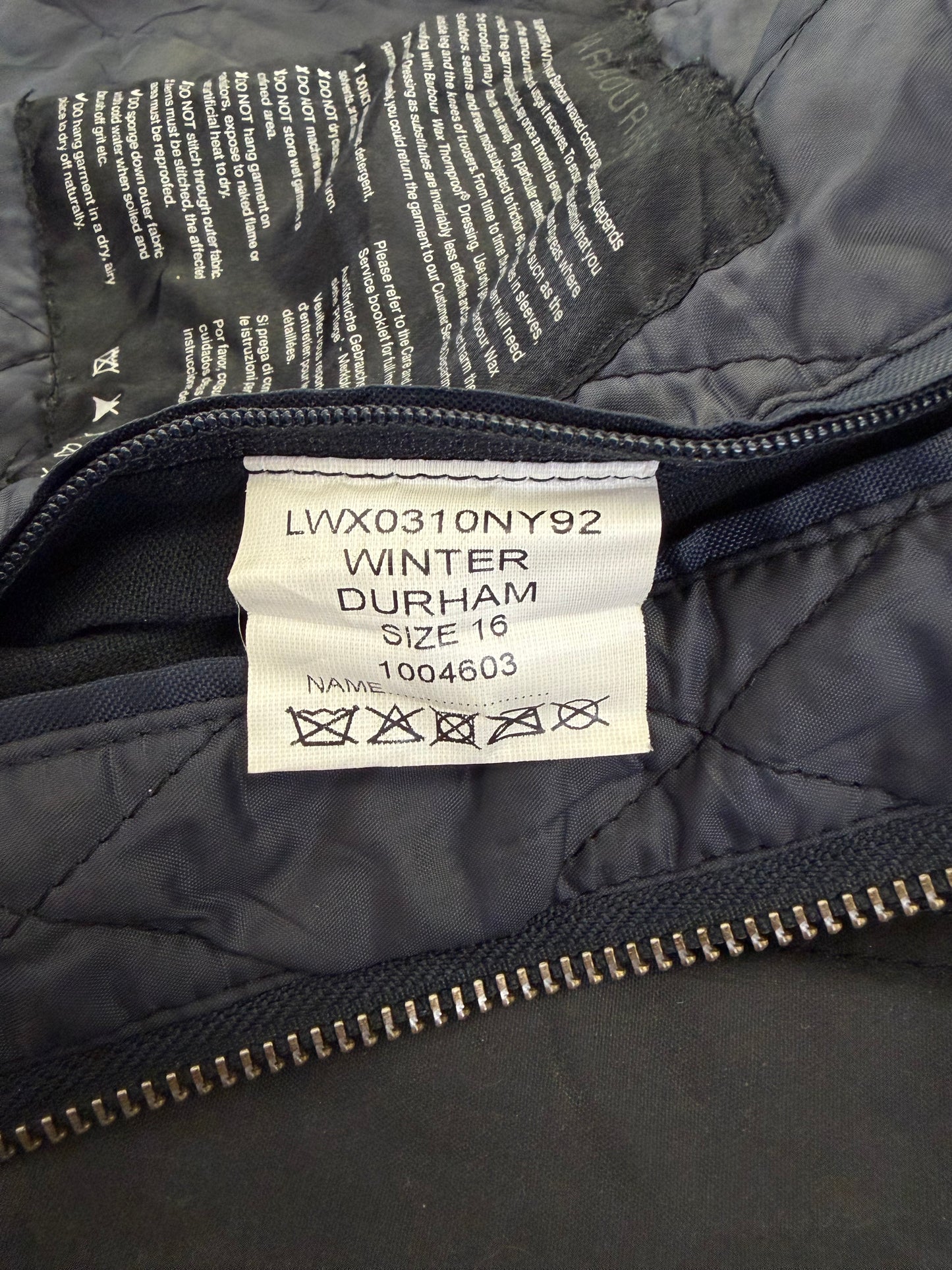 Giacca Barbour blu da donna Winter Durham Uk16 tg.44/46 - Navy Winter Lady Durham Wax Jacket Size uk16