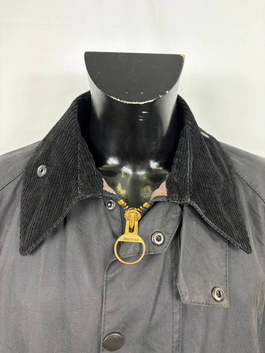 Barbour Giacca Beaufort vintage nero C46/117cm - Man Black Beaufort Waxed jacket Size XL