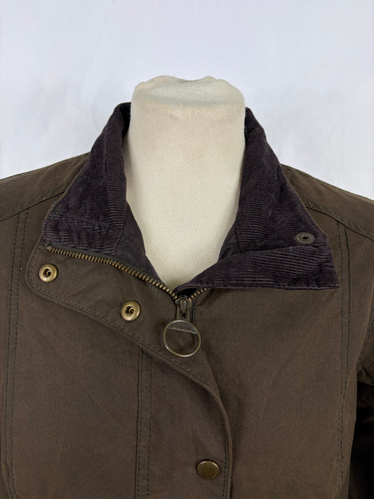 Giacca Barbour X Emily Bond da donna Oliva Cerata tg.44 - Lady Wax Ferndown Horseprint jacket size M Uk14