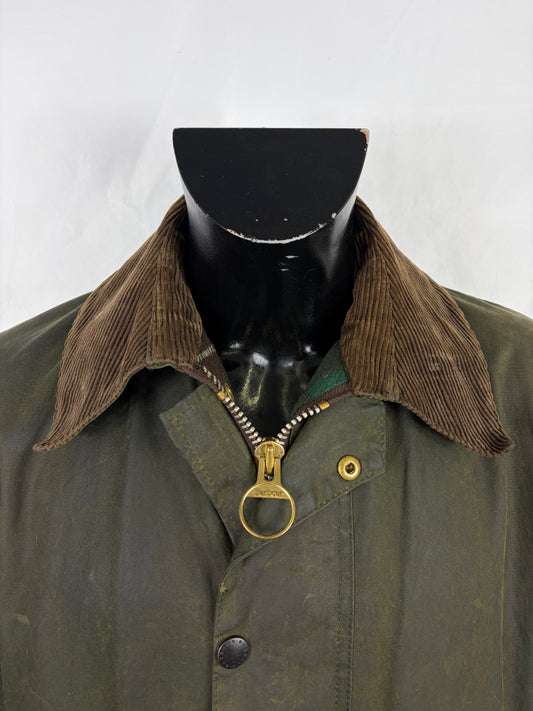 RARO Barbour Vintage Northumbria C42/107cm-Green Waxed Northumbria Jacket Size Large