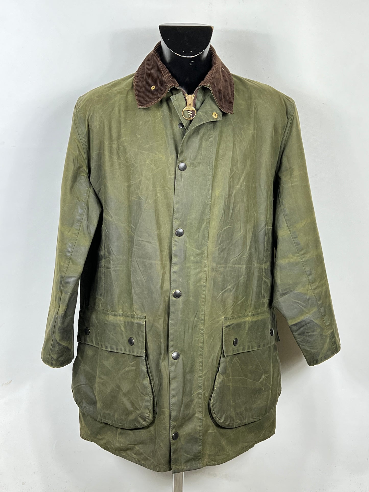 RARE Barbour Vintage Northumbria C42/107cm-Green Waxed Northumbria Jacket Large