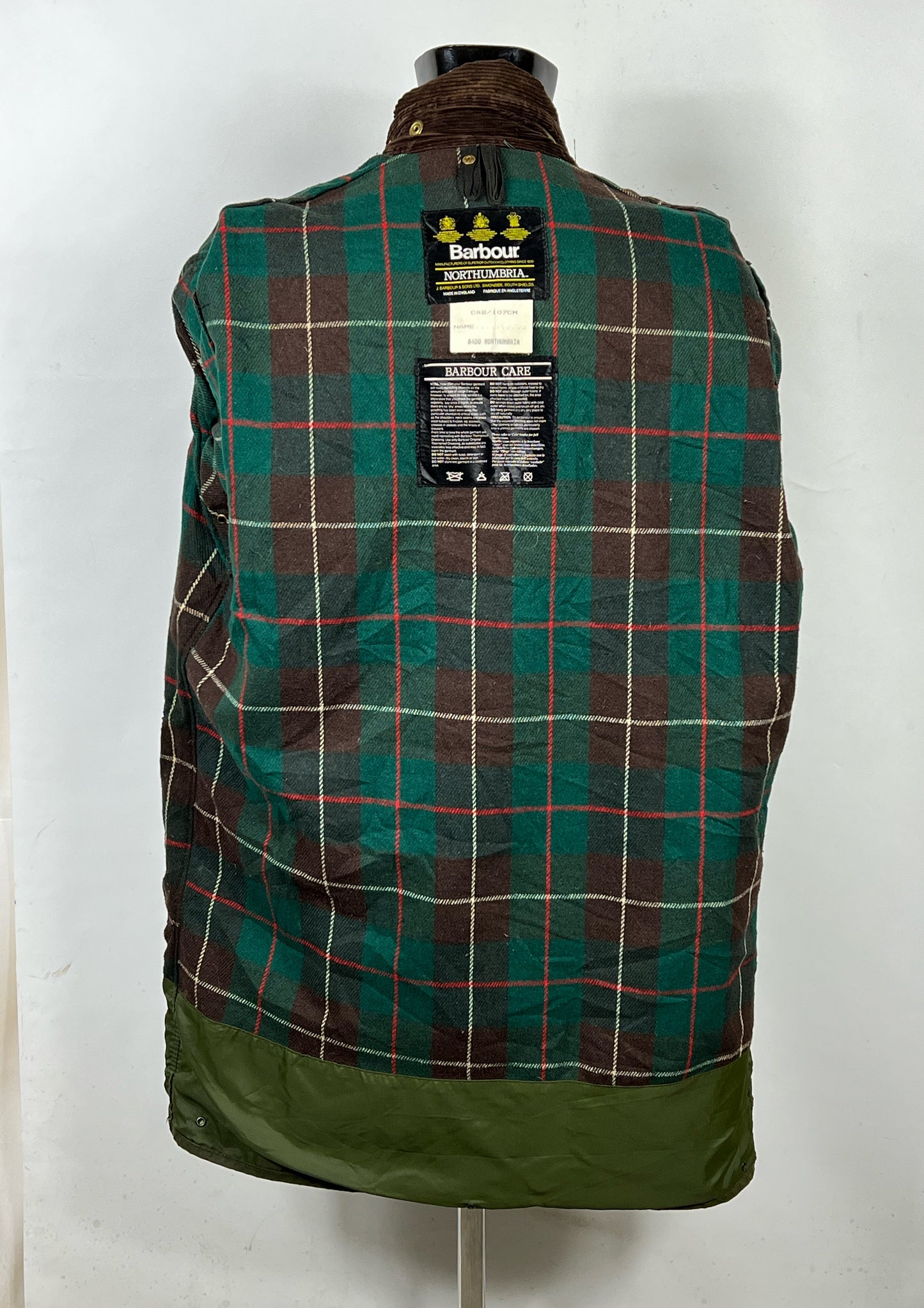RARE Barbour Vintage Northumbria C42/107cm-Green Waxed Northumbria Jacket Large