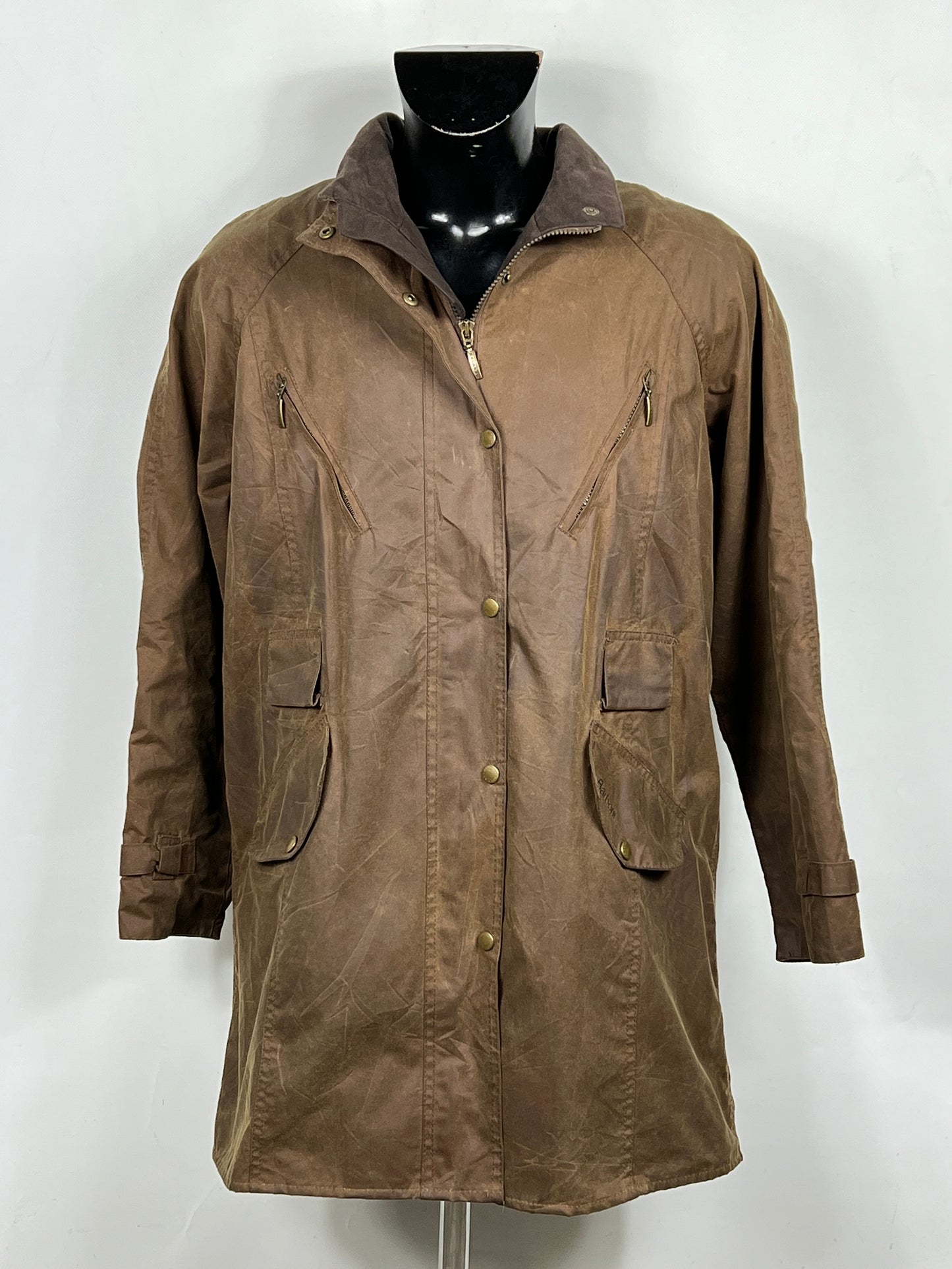 Barbour Giacca donna marrone cerato UK16 Tg. 44- Waxed Brown Jacket Size uk16