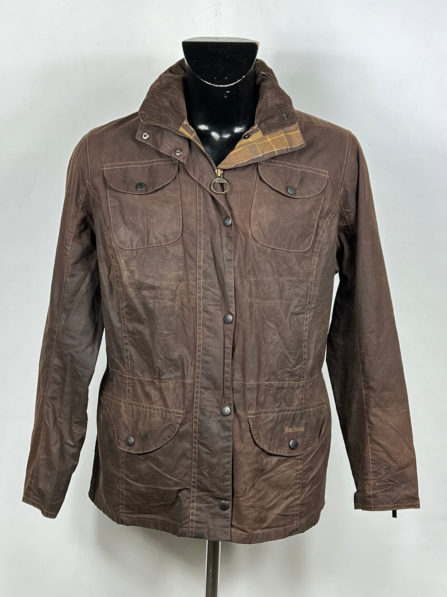 Giacca Barbour marrone leggera donna UK16 Tg. 44 Lady brown wax Jacket UK16