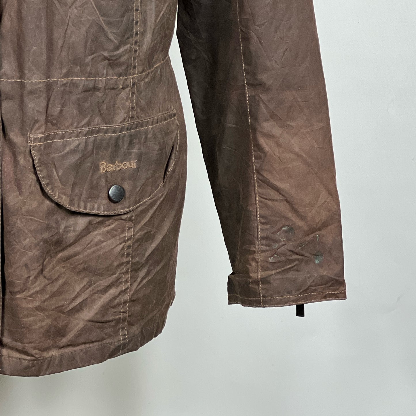 Giacca Barbour marrone leggera donna UK16 Tg. 44 Lady brown wax Jacket UK16