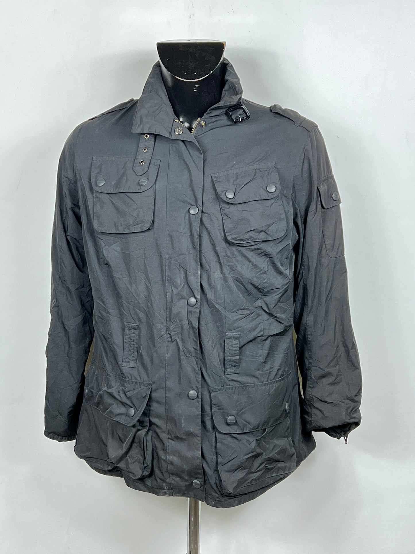 Barbour Giacca Nera donna Impermeabile Tg.44 Black Featherweight Jacket Uk14