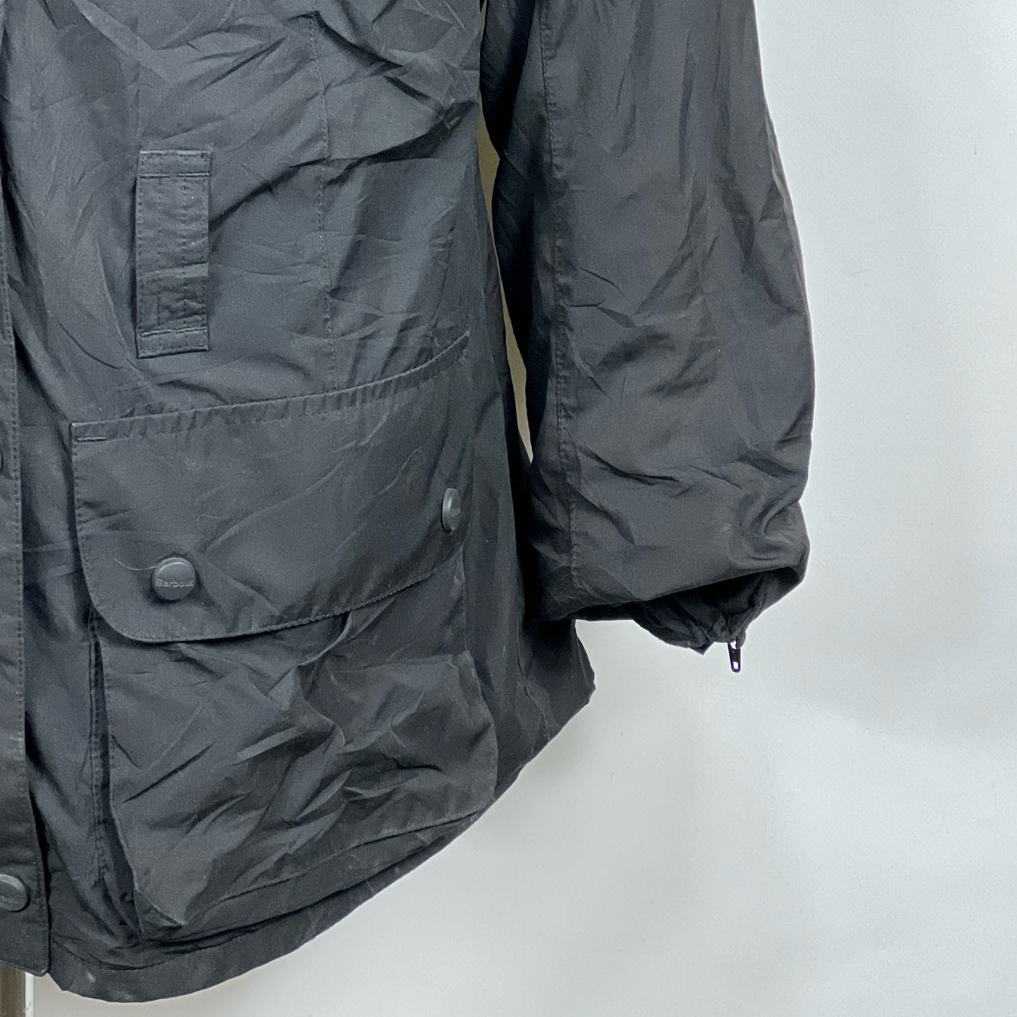 Barbour Giacca Nera donna Impermeabile Tg.44 Black Featherweight Jacket Uk14