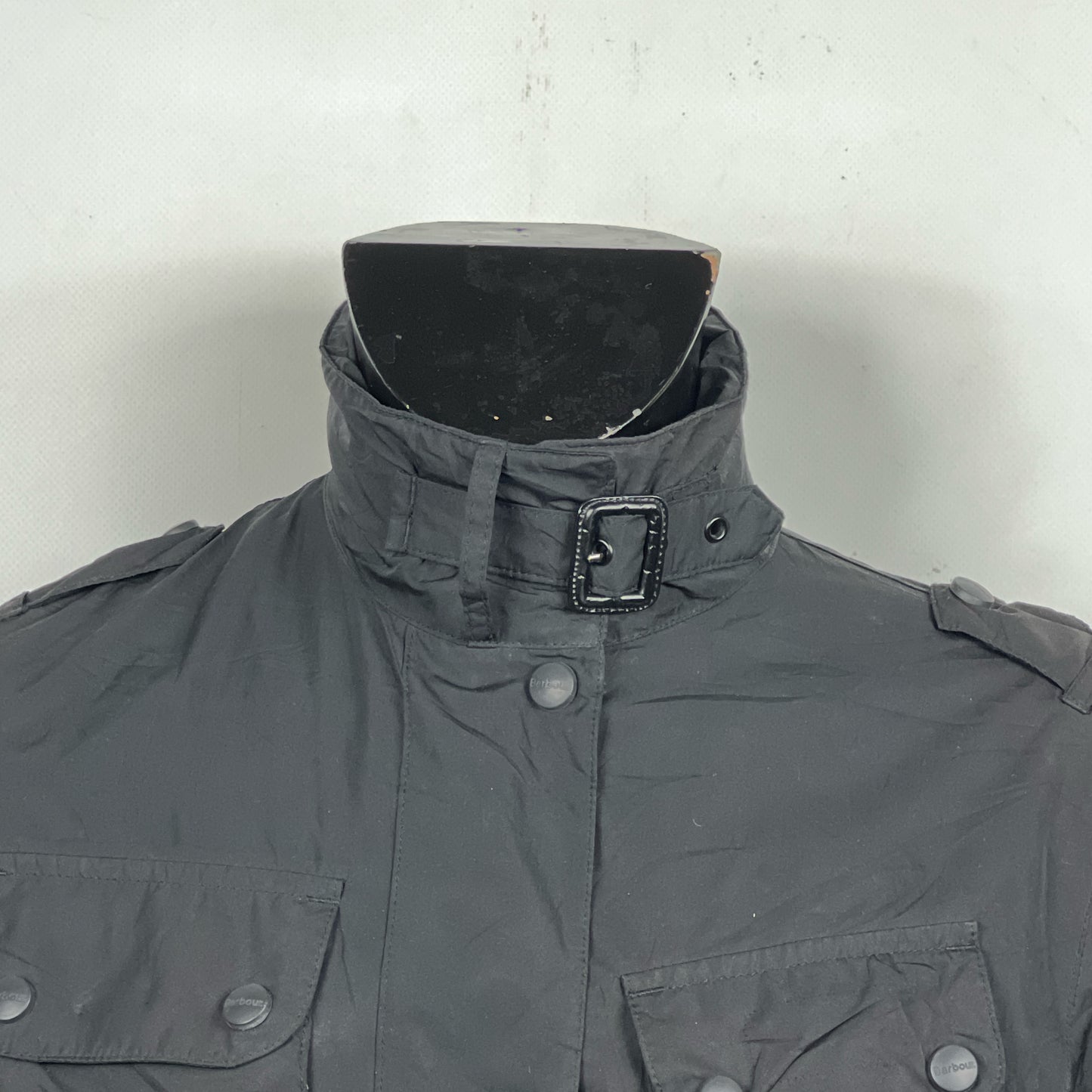 Barbour Giacca Nera donna Impermeabile Tg.44 Black Featherweight Jacket Uk14