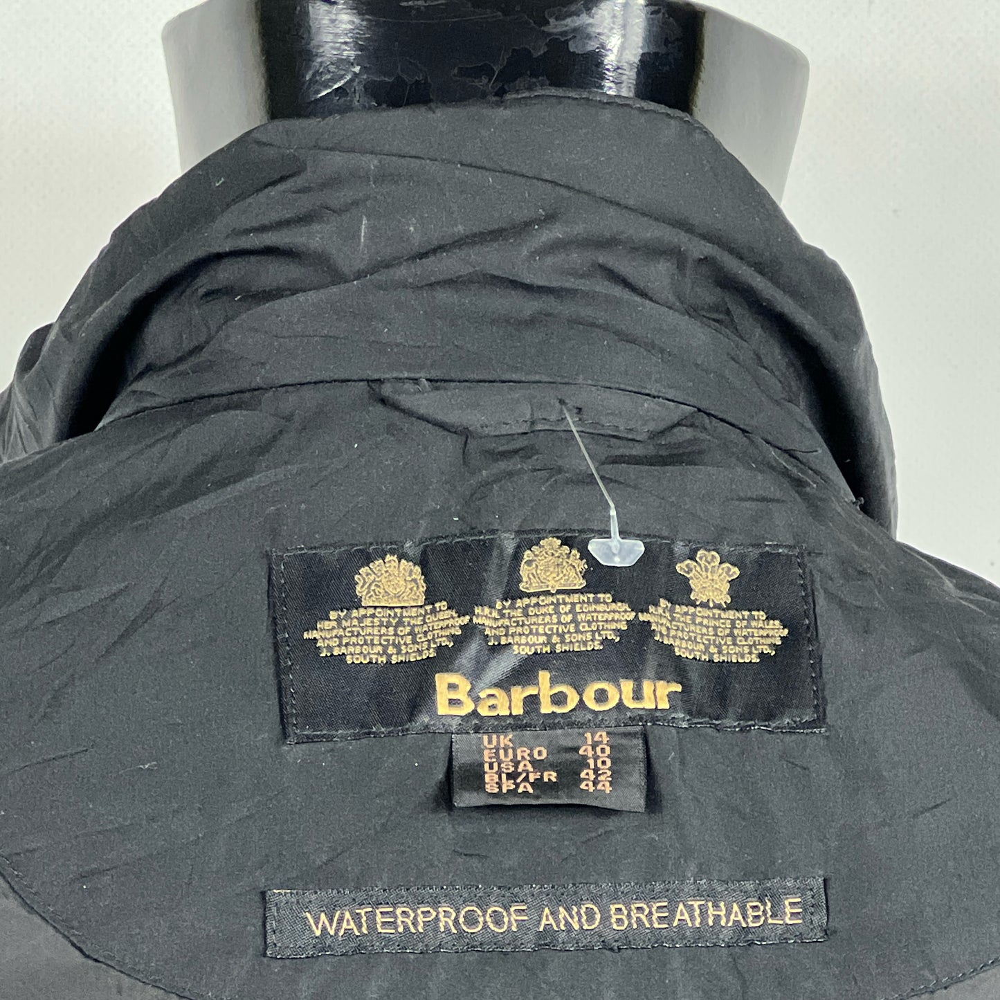 Barbour Giacca Nera donna Impermeabile Tg.44 Black Featherweight Jacket Uk14