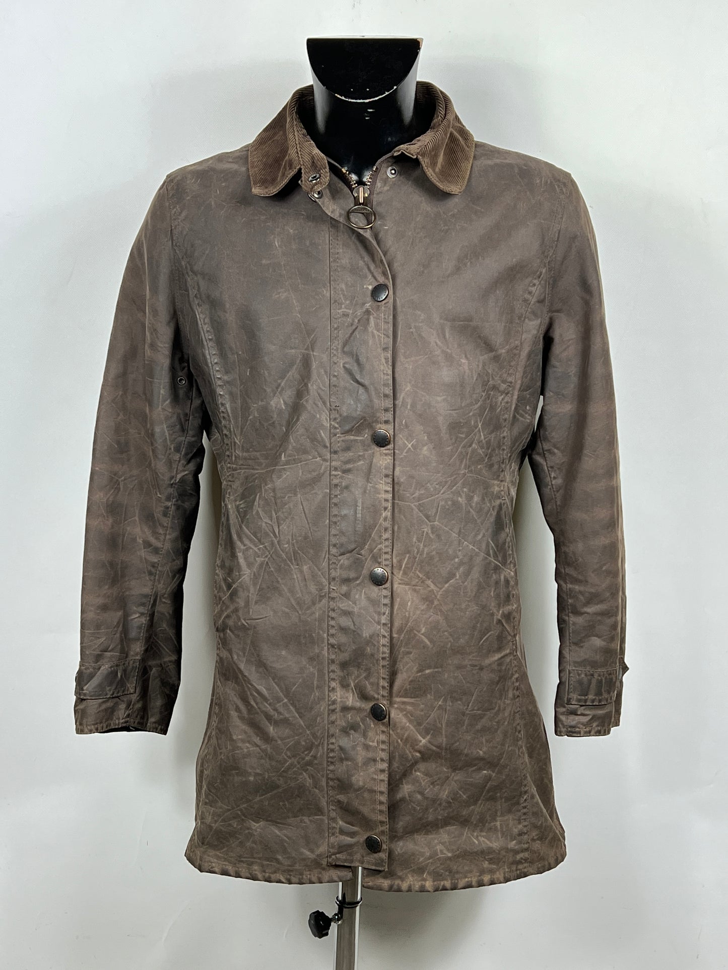 Barbour marrone da donna Newmarket UK14 tg.44 Brown wax newmarket lady coat