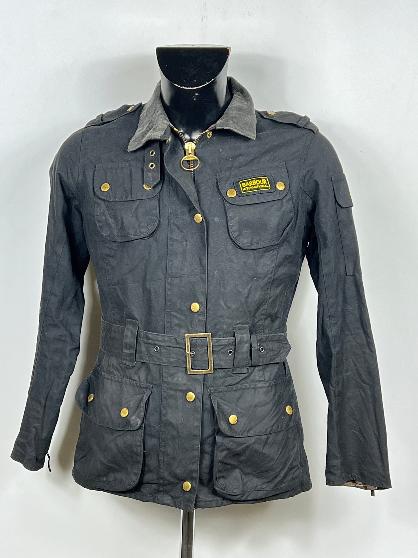Giacca Barbour International Donna Small UK10 -Lady International Black Jkt UK10