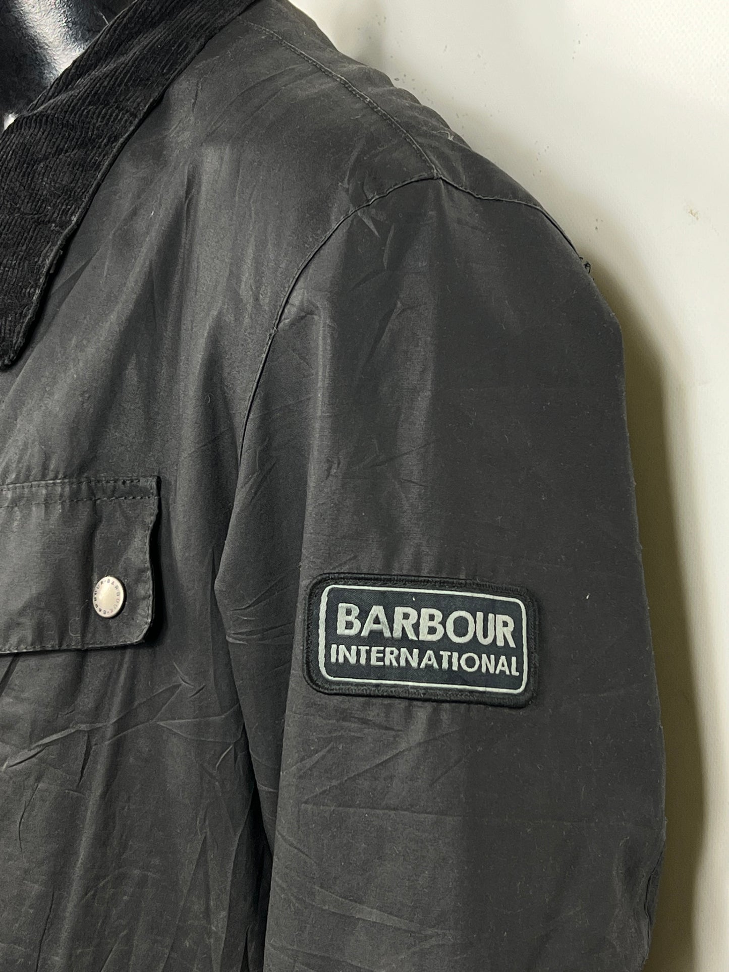 Barbour International uomo Enfield Nero XL Man Black Enfield waxed Jacket Size XL