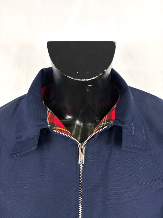 Giacca Harrington blu notte da uomo in cotone Made in England - Man Navy Harrington Jacket - Shop In London