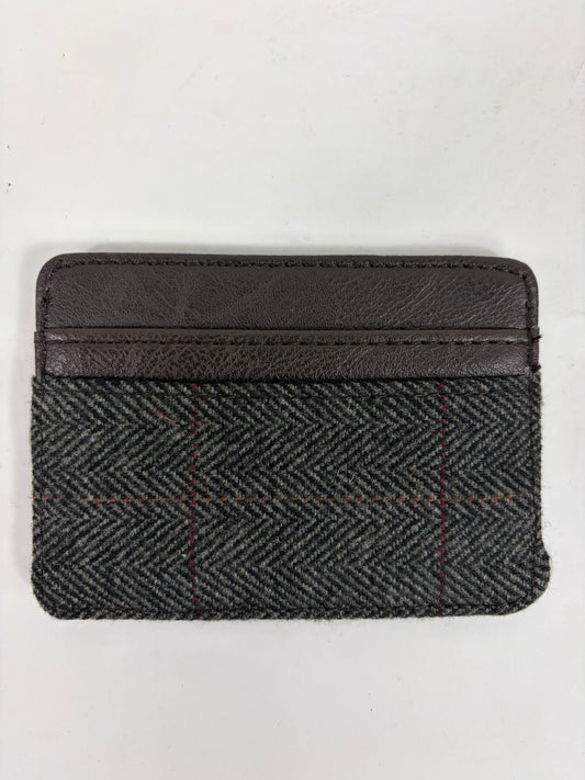 Portacarte inglese in tweed grigio spina di pesce