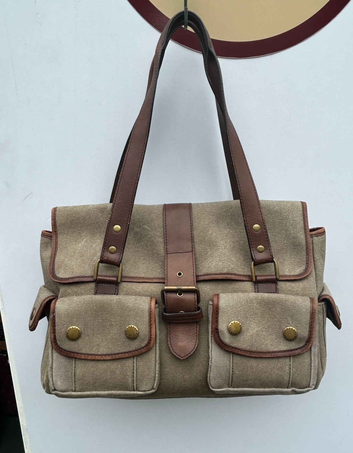Borsa Barbour in tela e pelle