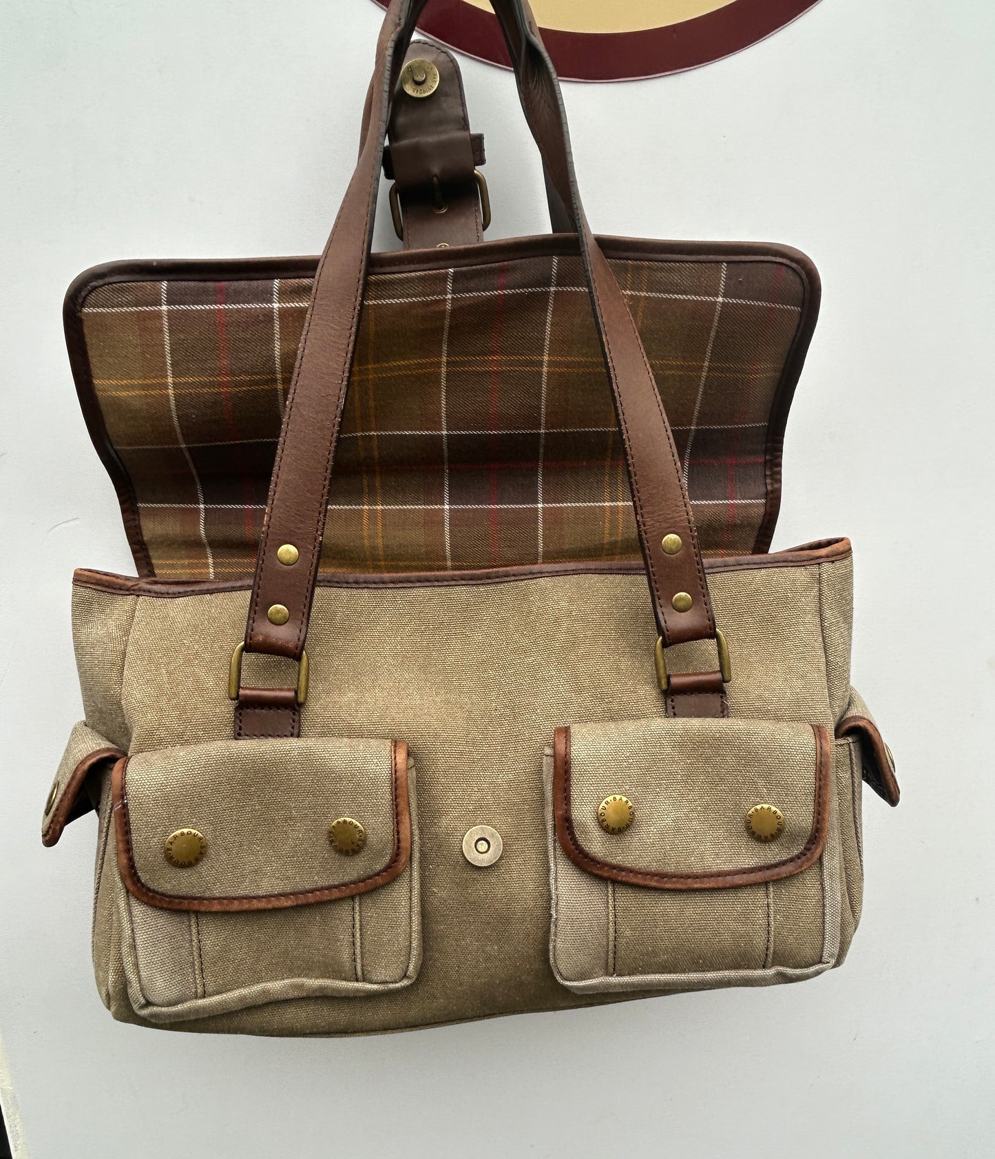 Borsa Barbour in tela e pelle