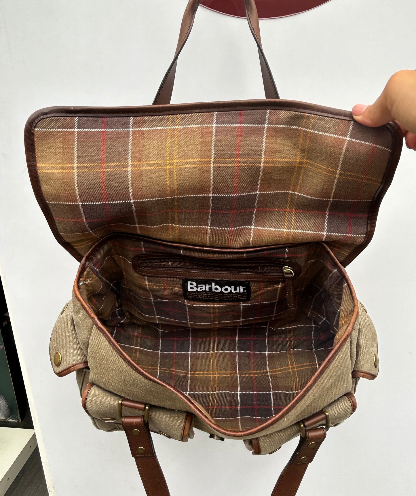 Borsa Barbour in tela e pelle