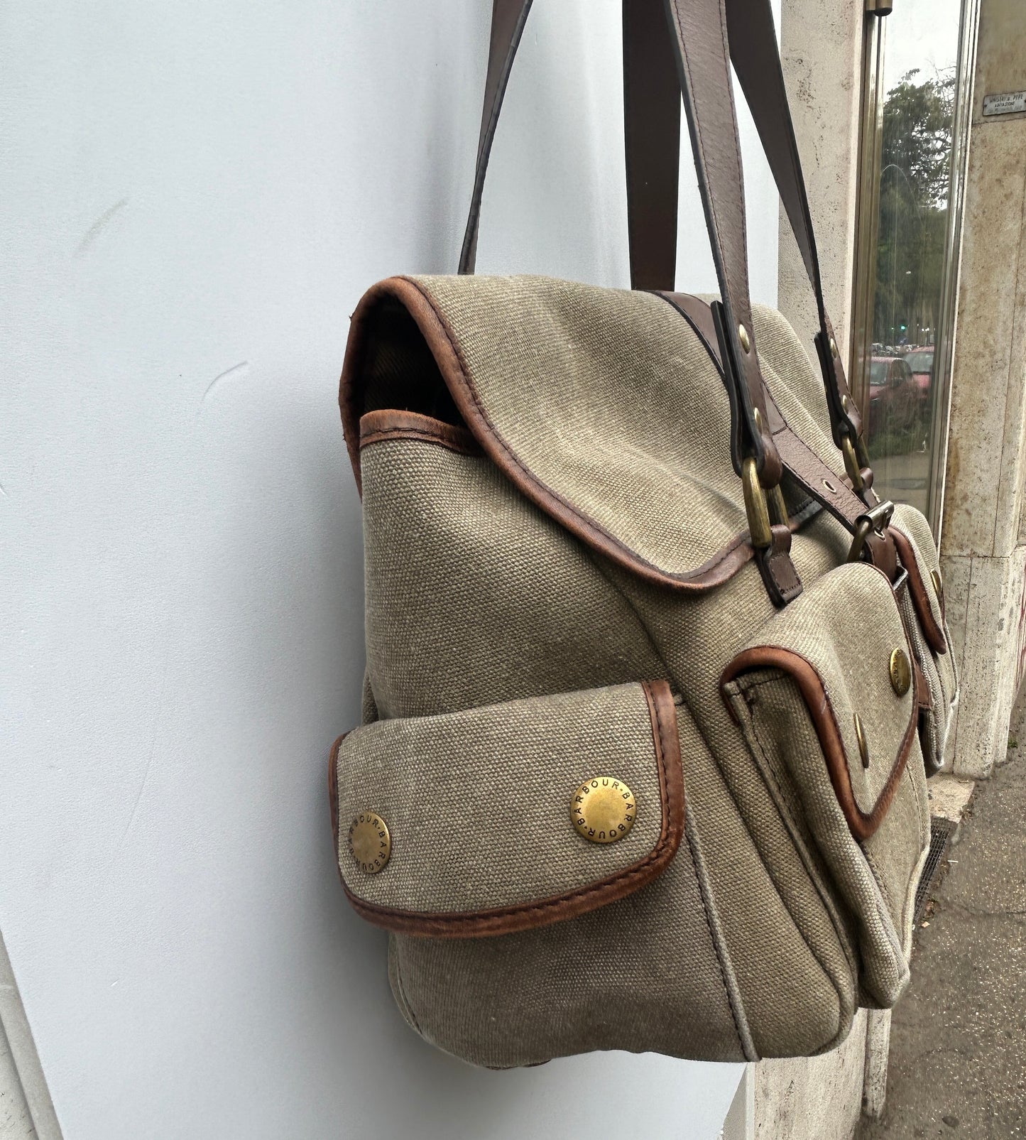 Borsa Barbour in tela e pelle