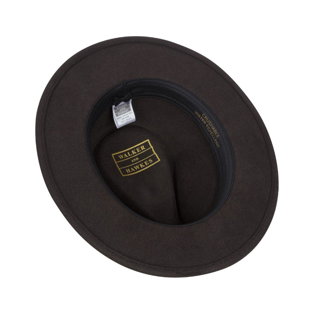 Cappello Fedora Unisex inglese in lana marrone con piuma