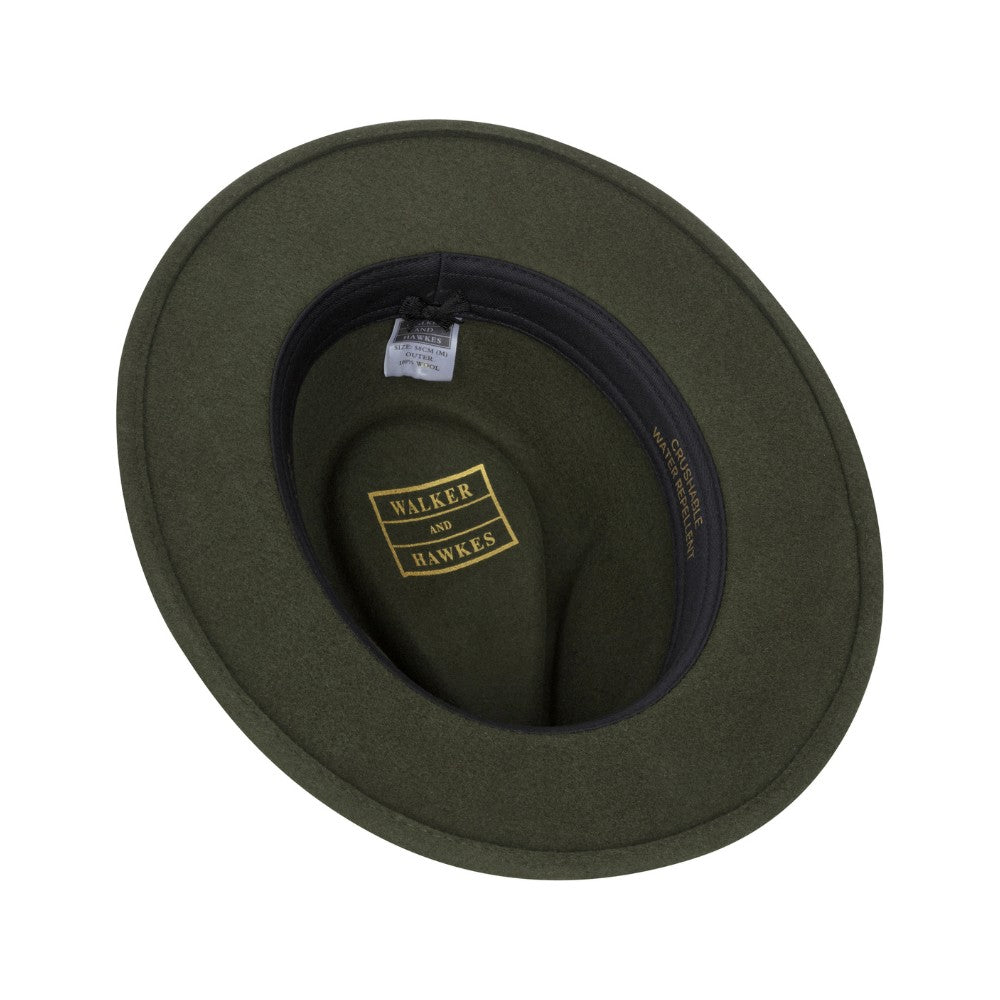 Cappello Fedora Unisex inglese in lana verde con piuma