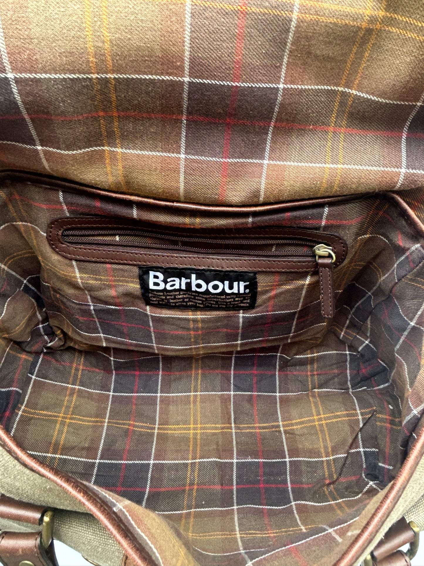 Borsa Barbour in tela e pelle