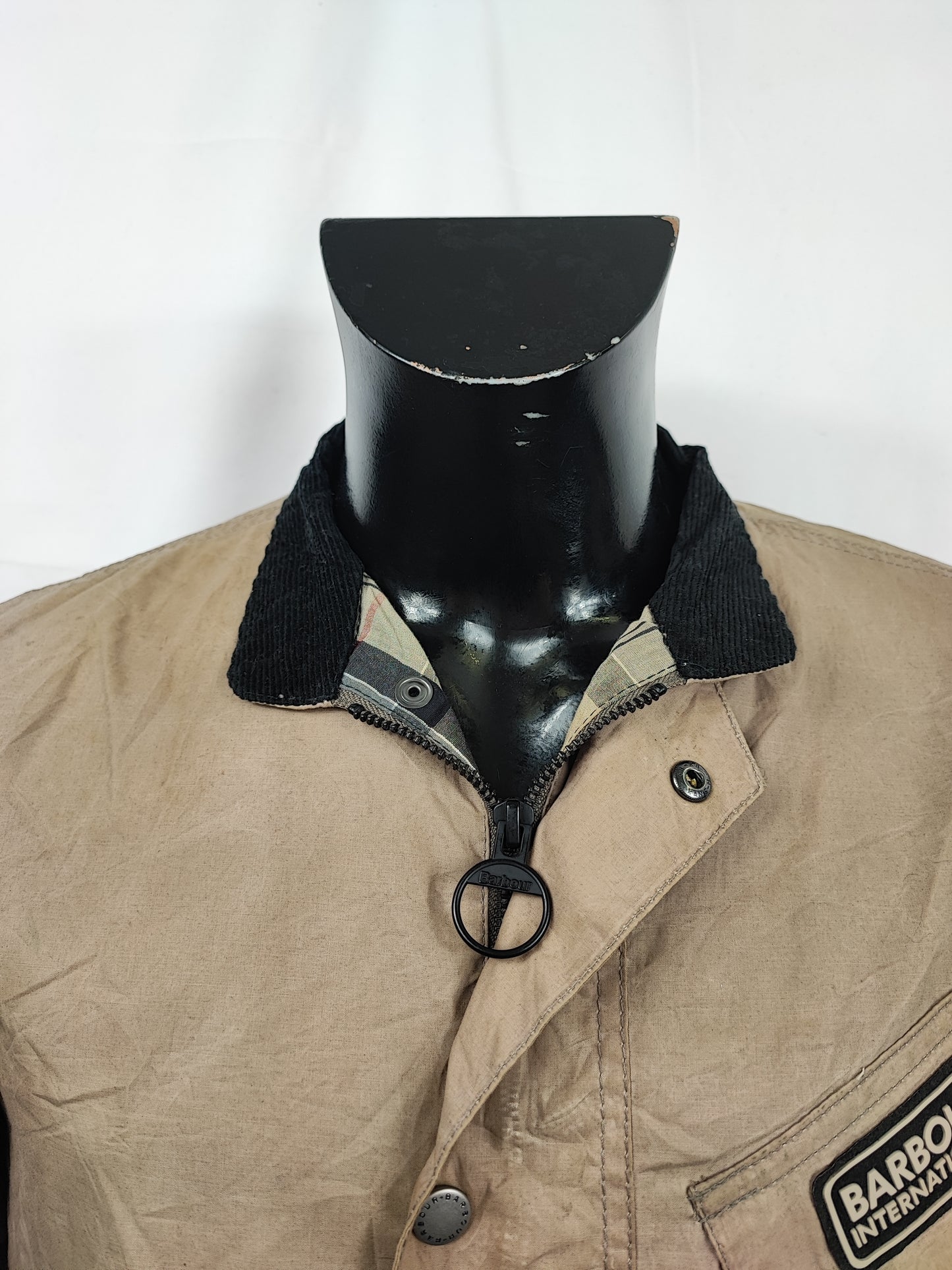 Giacca Barbour International grigio chiaro corta Medium - Man Wax Ouston Light Jacket size M