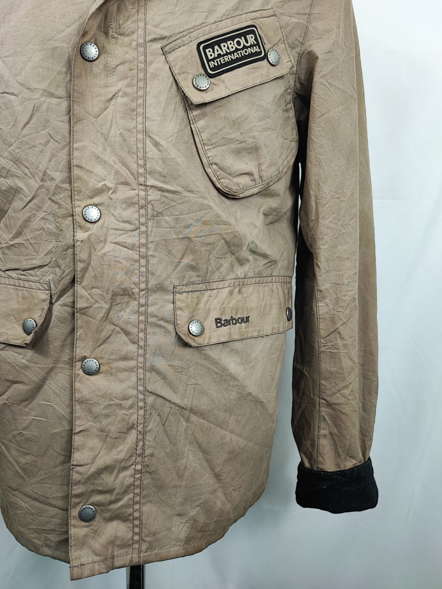 Giacca Barbour International grigio chiaro corta Medium - Man Wax Ouston Light Jacket size M