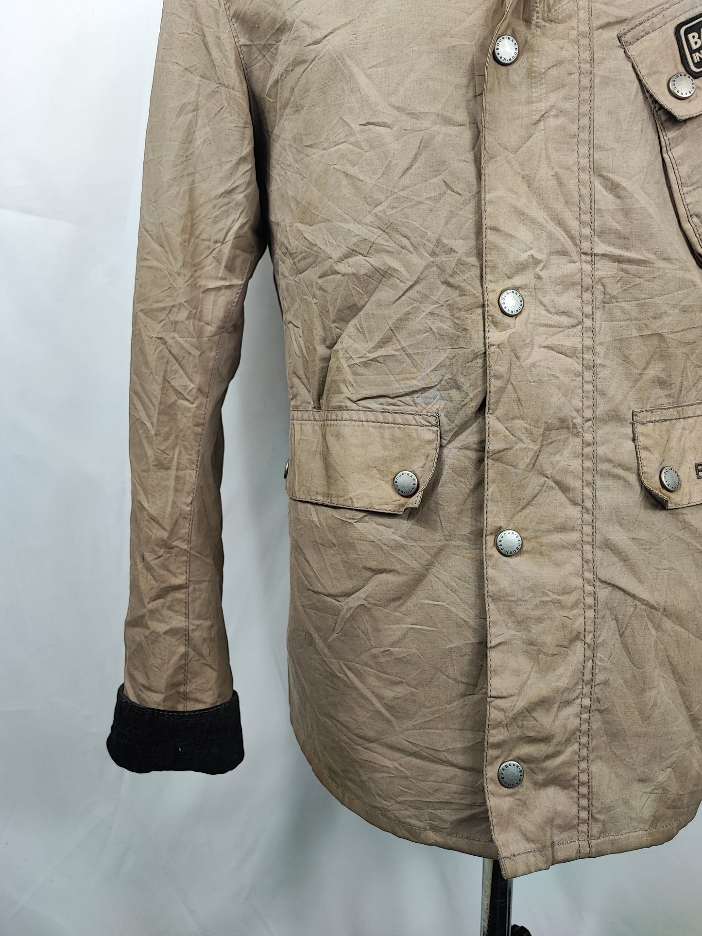 Giacca Barbour International grigio chiaro corta Medium - Man Wax Ouston Light Jacket size M