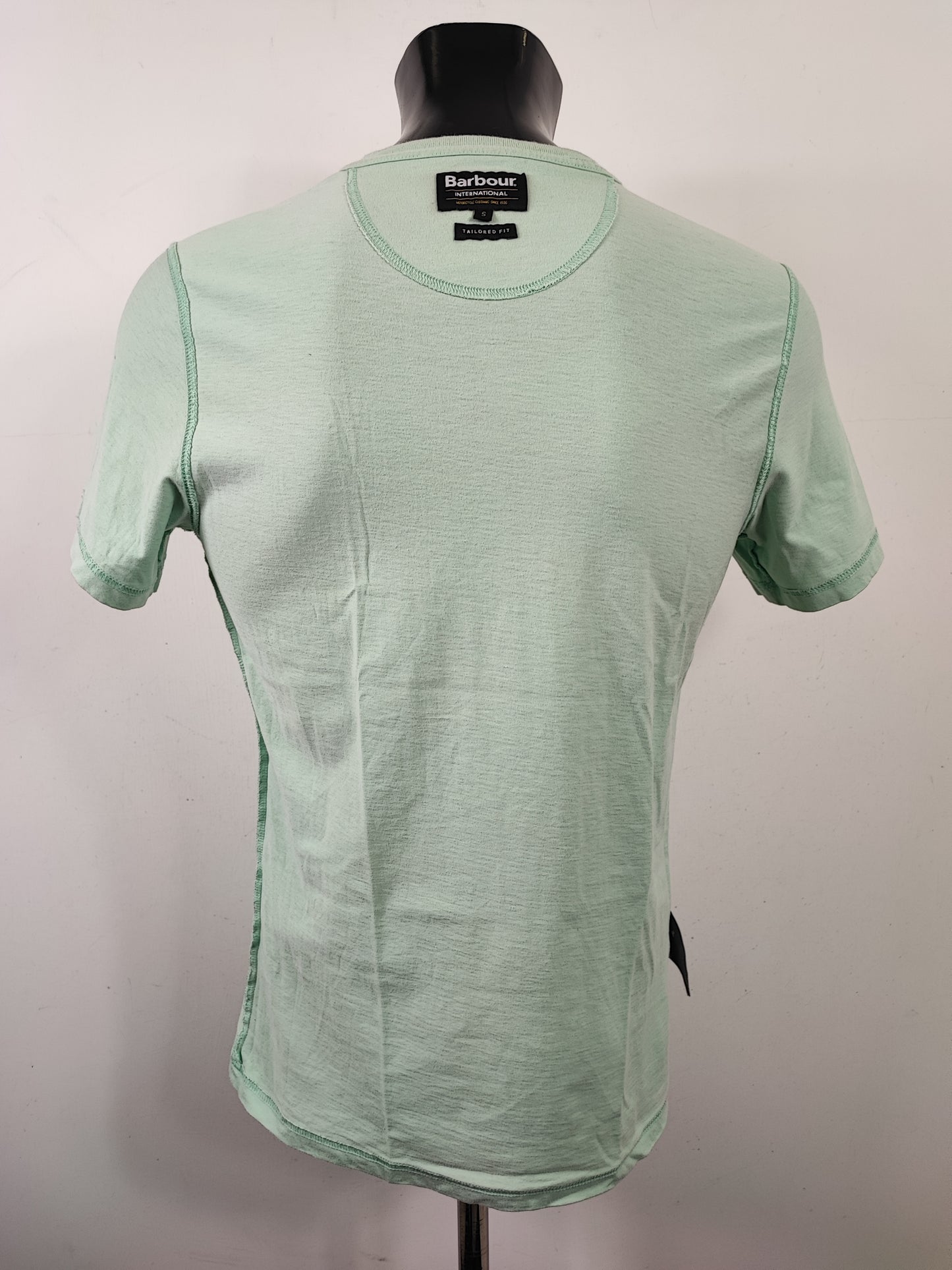 T-shirt Barbour verde acqua da uomo in cotone taglia Small