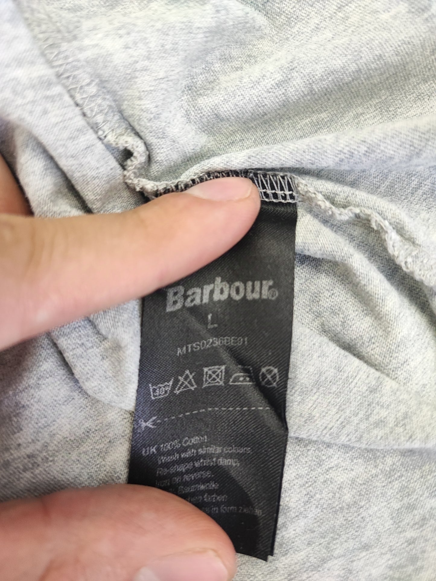 T-shirt Barbour grigia da uomo in cotone taglia Large