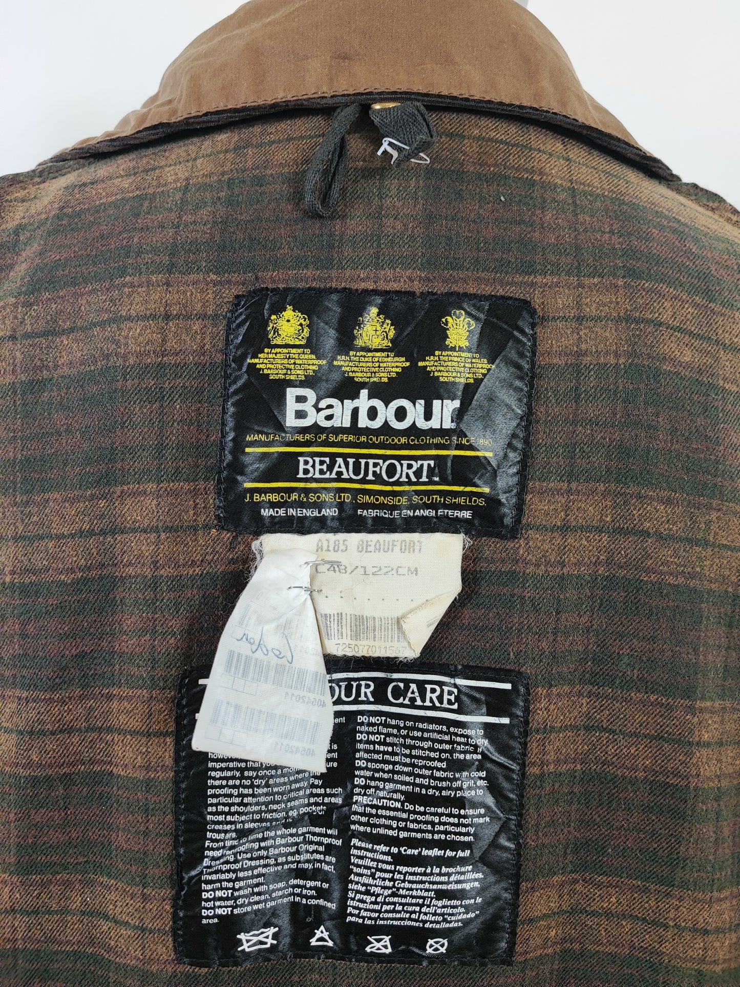 Barbour Giacca Beaufort Beige vintage C48/122 cm Dark Beige waxed Beaufort Jacket XL