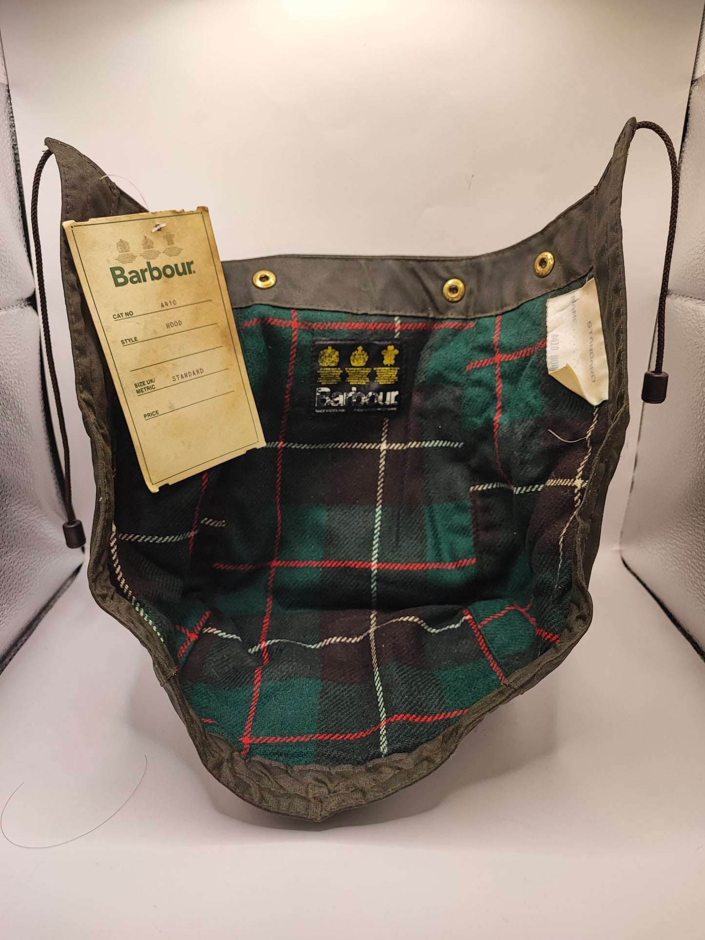 RARO Cappuccio Barbour vintage verde per Northumbria cerato Taglia Unica -Rare Northumbria Hood A410