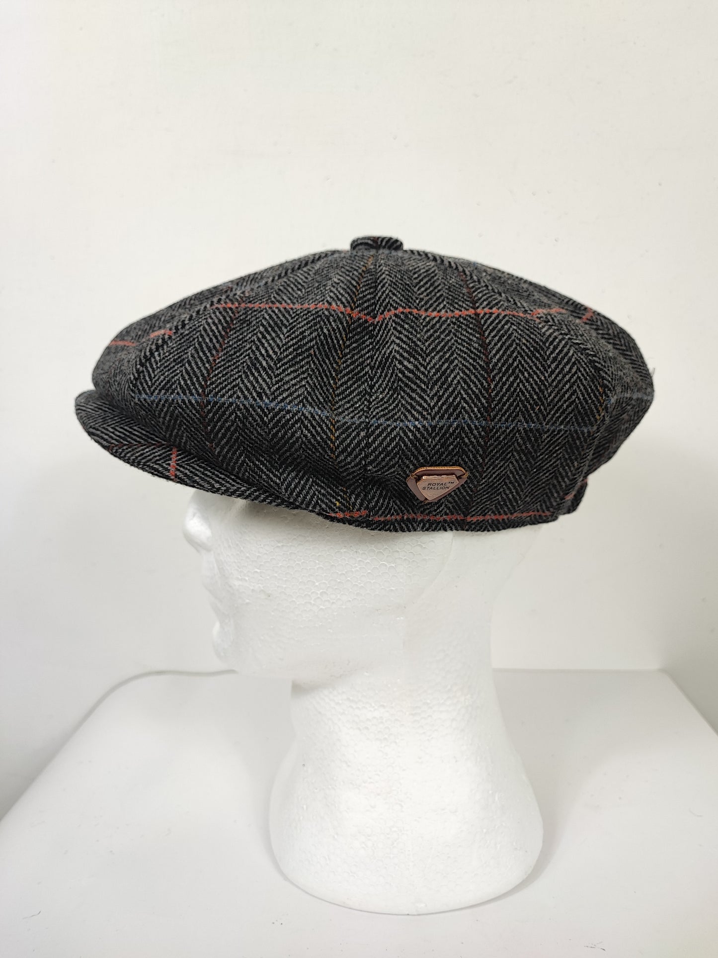 Coppola nuova inglese in lana in tweed grigia a otto spicchi stile Peaky Blinders